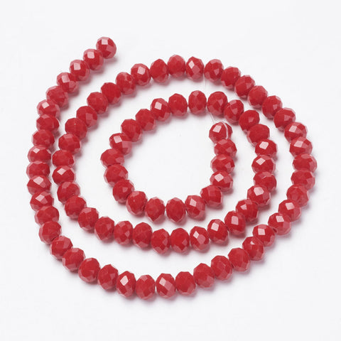 Faceted Opaque Red Glass beads