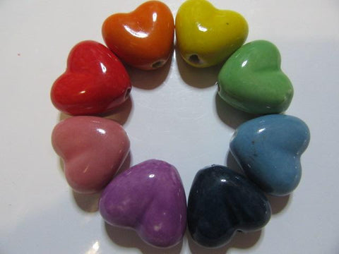 Rainbow Puffy Ceramic Hearts