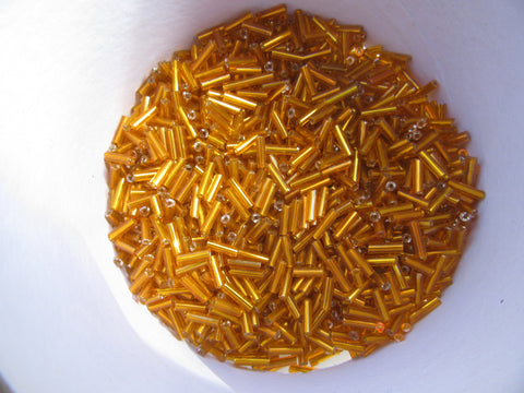 Orange Gold Bugle Beads