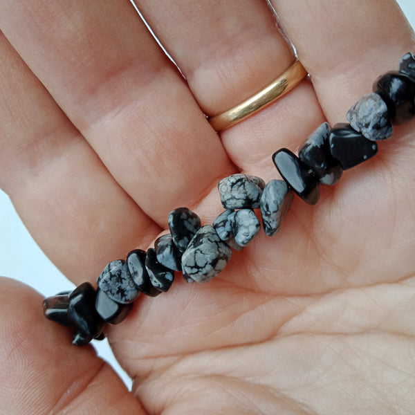 Snowflake Obsidian Chip beads