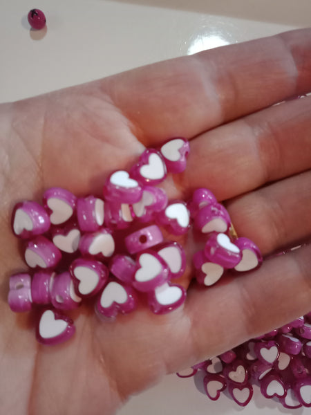 Fuchsia Heart beads