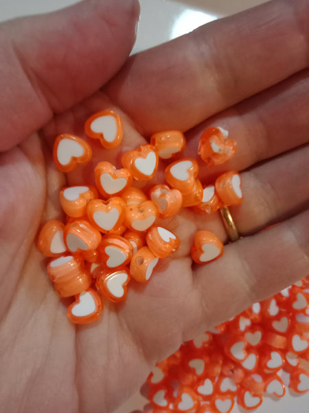 Orange Heart beads