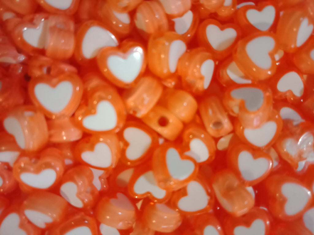 Orange Heart beads