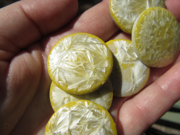 B26 Beads-Vintage Porcelain Rounds- Yellow