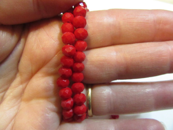 Faceted Opaque Red Glass beads