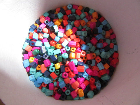 Glass bright opaque square beads