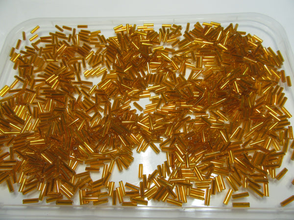 Orange Gold Bugle Beads