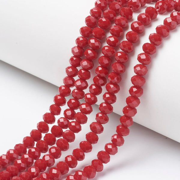 Faceted Opaque Red Glass beads