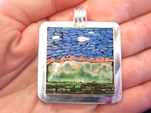 Micro-Mosaic Gemstone Pendant by Karen Baker kbj54