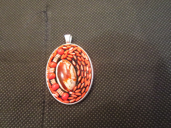 Micro-Mosaic Gemstone Pendant by Karen Baker kbj60